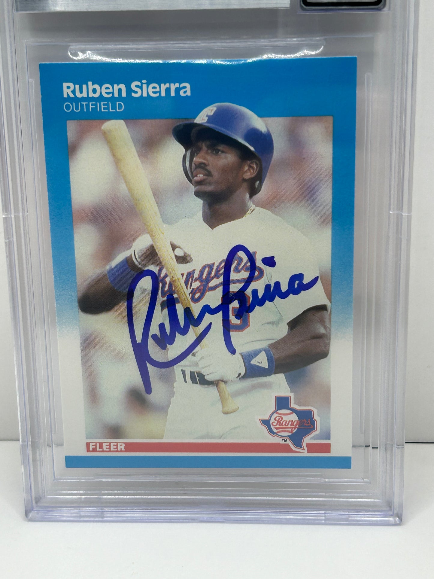 1987 Fleer  Ruben Sierra #138 Auto Beckett Witnessed Beckett 10 Auto (3276)