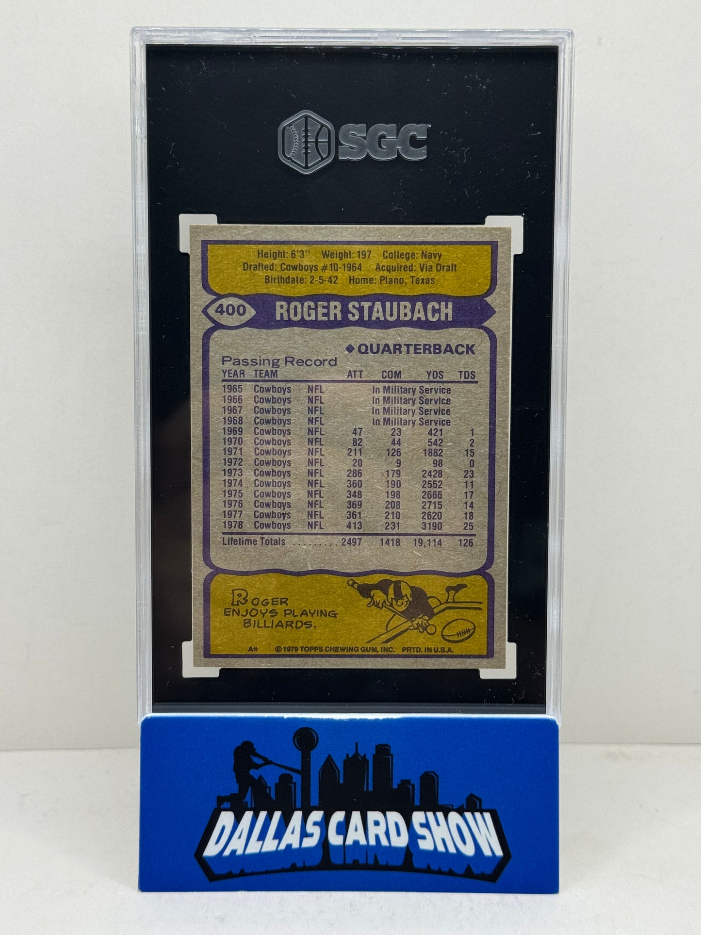 1979 Topps Football #400 Roger Staubach SGC 9