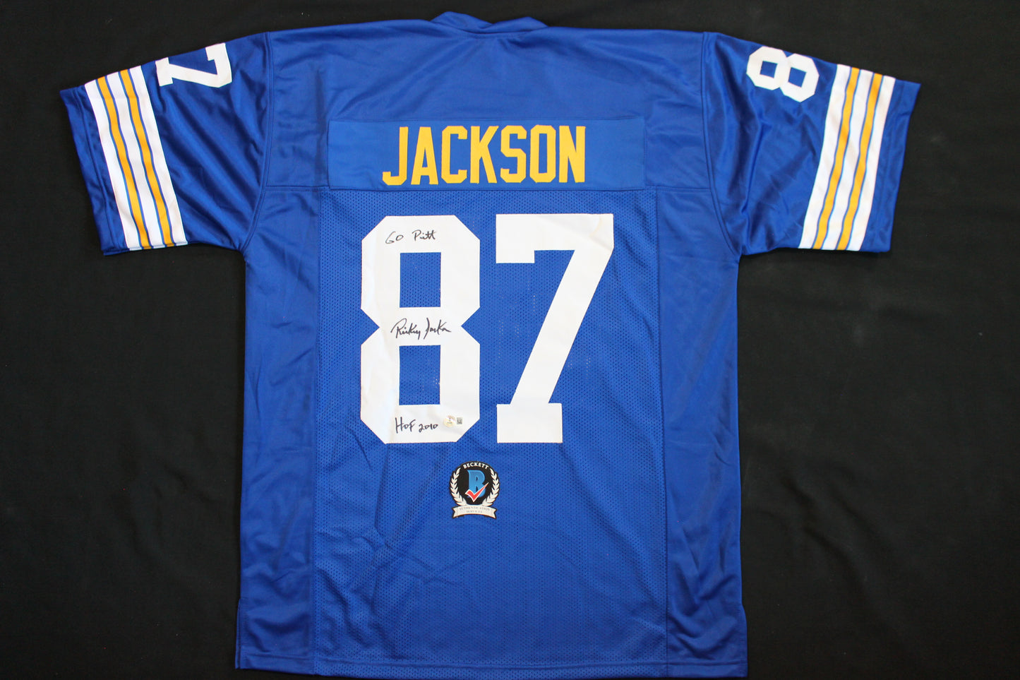 RICKEY JACKSON PITT PANTHERS SIGNED FOOTBALL JERSEY "Go Pitt" BAS COA