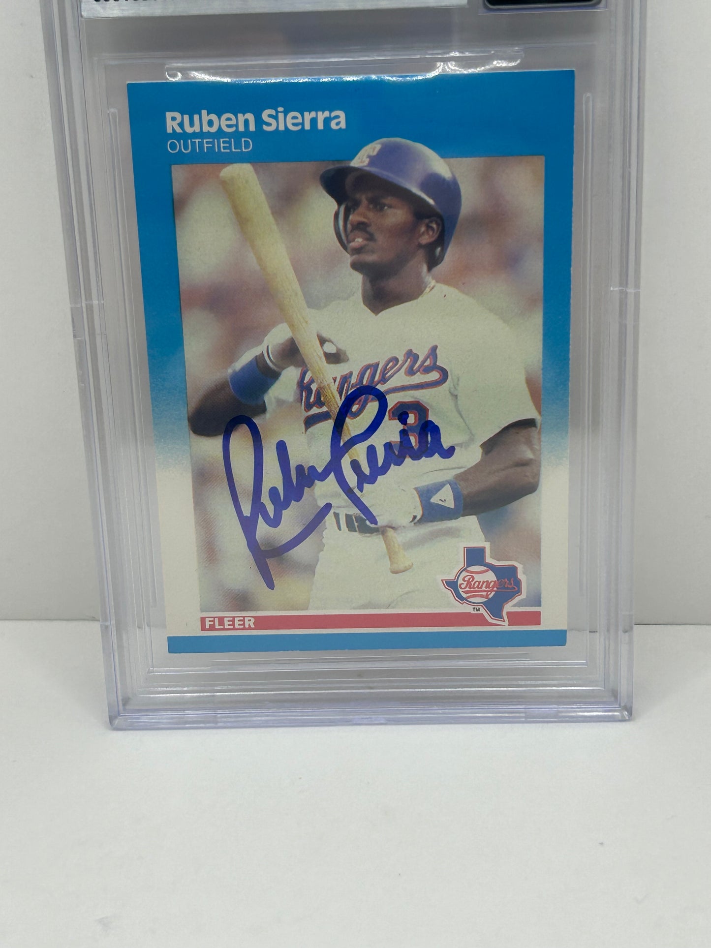 1987 Fleer Glossy Ruben Sierra #138 Auto Beckett Witnessed Beckett 10 Auto (4708)