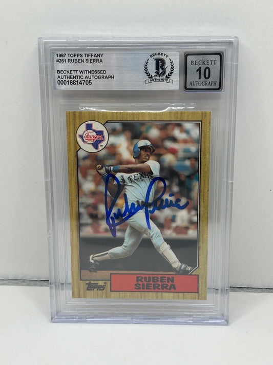 1987 Topps Tiffany Ruben Sierra #261 Auto Beckett Witnessed Beckett Authentic (4705)