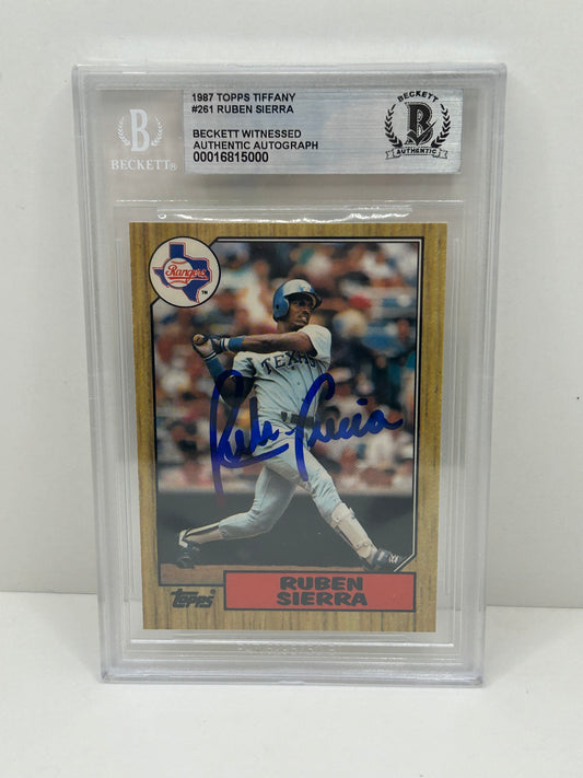 1987 Topps Tiffany Ruben Sierra #261 Auto Beckett Witnessed Beckett Authentic (5000)