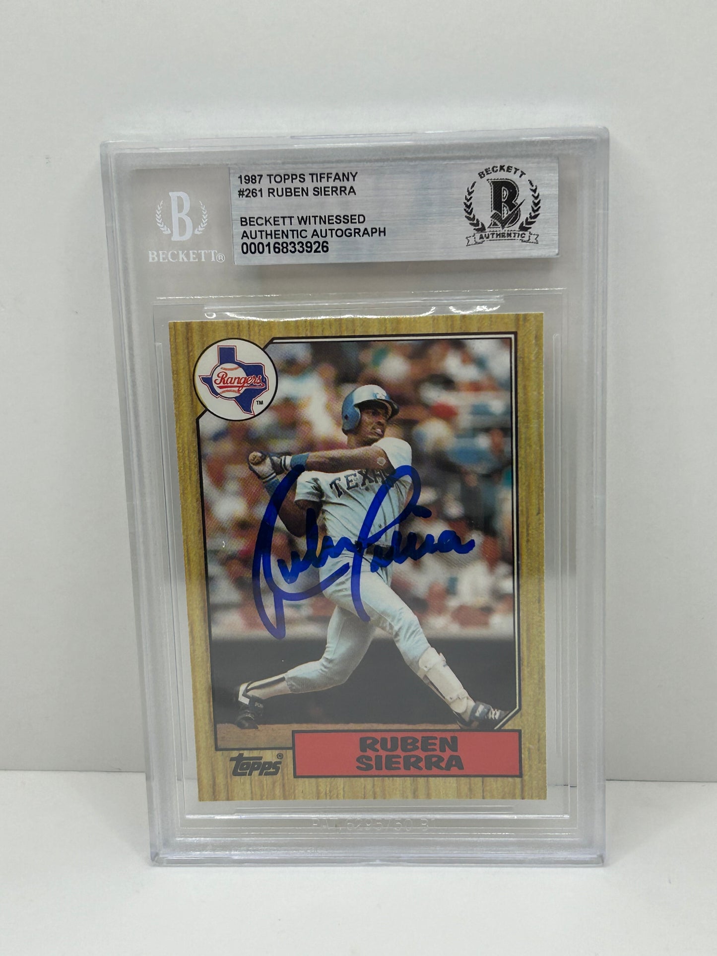 1987 Topps Tiffany Ruben Sierra #261 Auto Beckett Witnessed Beckett Authentic (3926)
