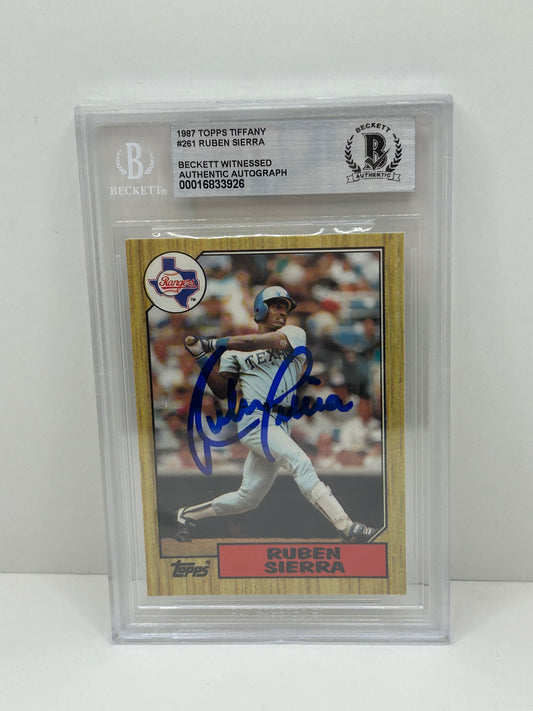 1987 Topps Tiffany Ruben Sierra #261 Auto Beckett Witnessed Beckett Authentic (3926)