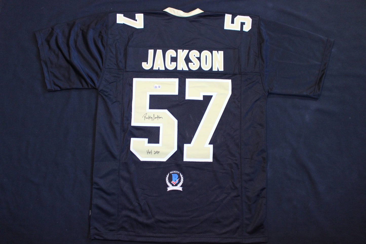 RICKEY JACKSON NEW ORLEANS SAINTS SIGNED HOME FOOTBALL JERSEY w/HOF 2010 BAS
