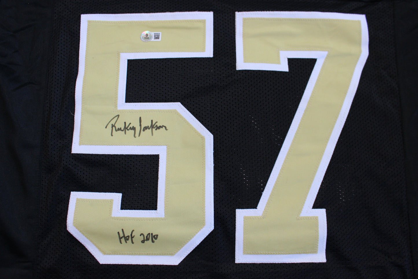 RICKEY JACKSON NEW ORLEANS SAINTS SIGNED HOME FOOTBALL JERSEY w/HOF 2010 BAS