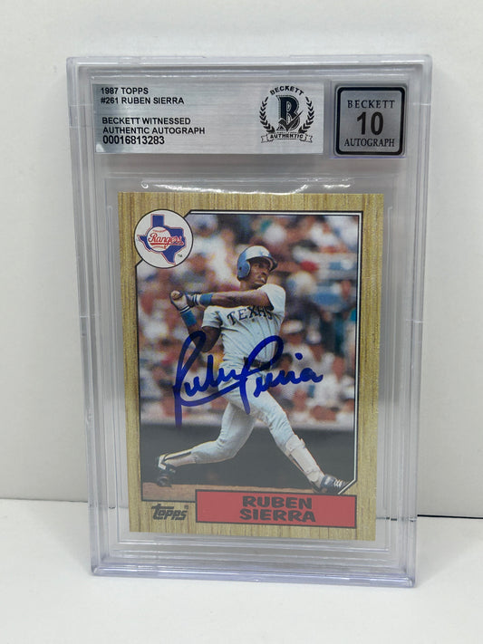 1987 Topps Ruben Sierra #261 Auto Beckett Witnessed Beckett 10 Autograph (3283)