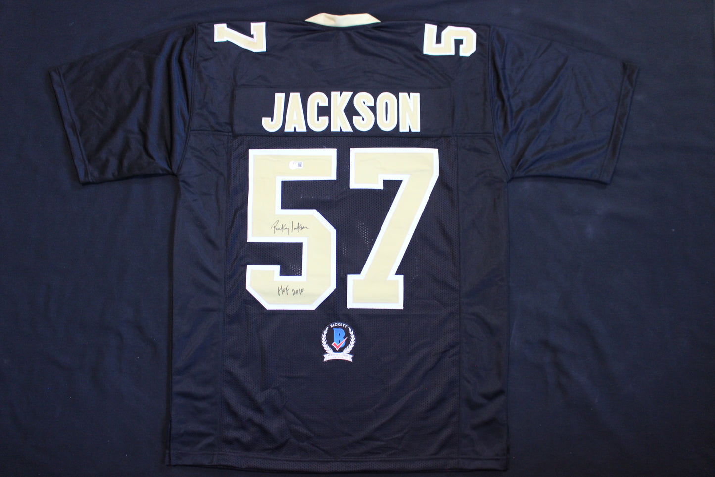 RICKEY JACKSON NEW ORLEANS SAINTS SIGNED HOME FOOTBALL JERSEY w/HOF 2010 BAS