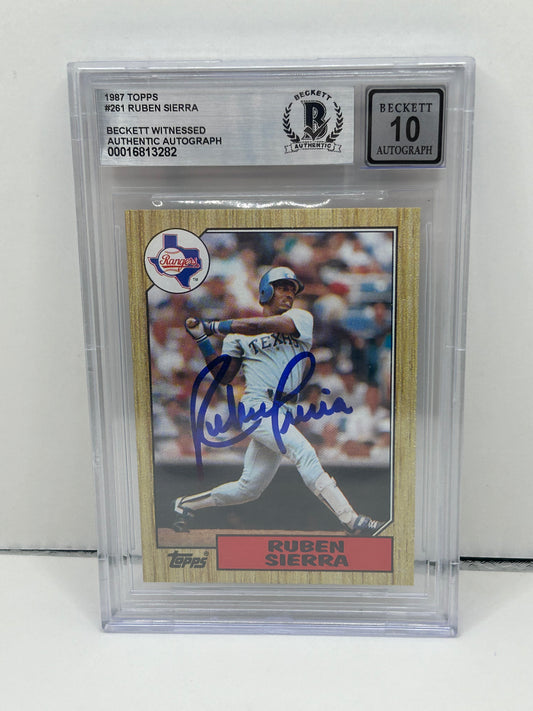 1987 Topps Ruben Sierra #261 Auto Beckett Witnessed Beckett 10 Autograph (3282)