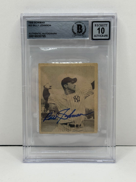 1948 Bowman Billy Johnson #33 Auto Beckett 10 Autograph