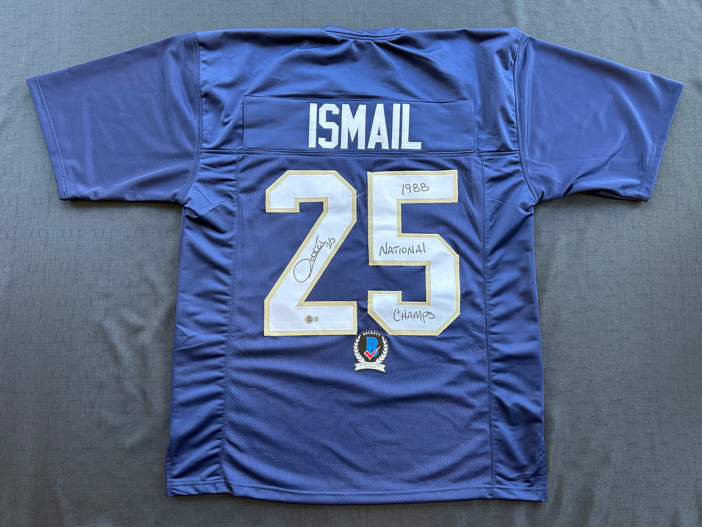 RAGHIB ROCKET ISMAIL NOTRE DAME SIGNED JERSEY w/1988 National Champs BAS