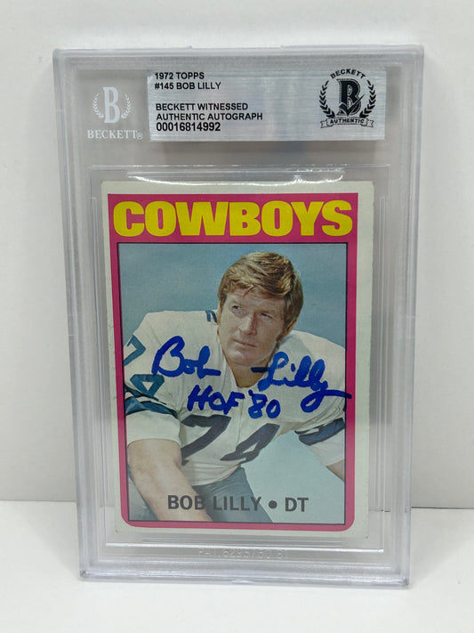 1972 Topps Bob Lilly #145 Beckett Witnessed Beckett Authentic (4992)