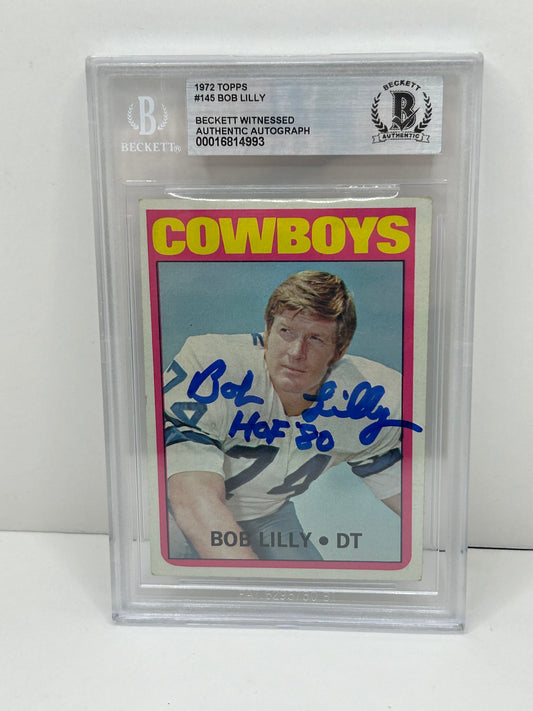 1972 Topps Bob Lilly #145 Beckett Witnessed Beckett Authentic (4993)