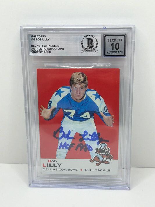 1969 Topps Bob Lilly #53 Auto Beckett Witnessed Beckett 10 Autograph (4699)