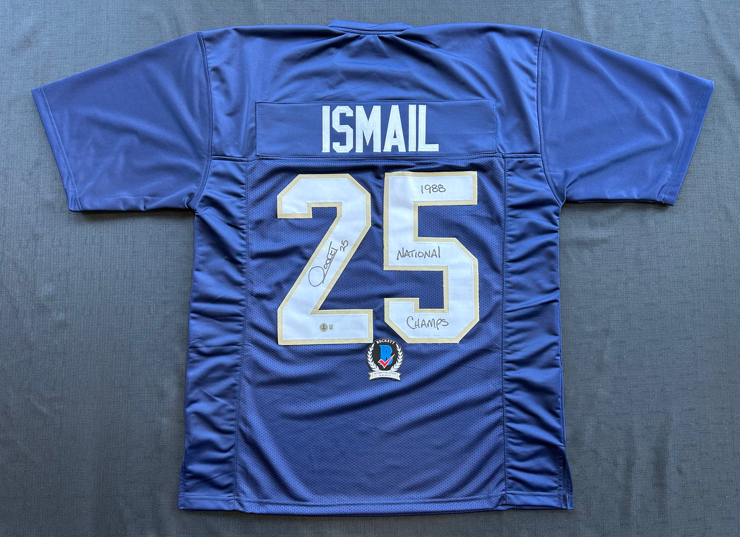 RAGHIB ROCKET ISMAIL NOTRE DAME SIGNED JERSEY w/1988 National Champs BAS