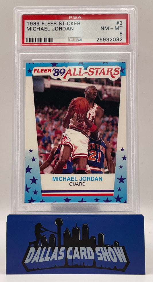 1989 Fleer Sticker #3 Michael Jordan PSA 8