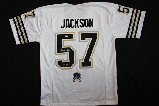 RICKEY JACKSON NEW ORLEANS SAINTS SIGNED HOME JERSEY w/HOF2010 Pitt BAS
