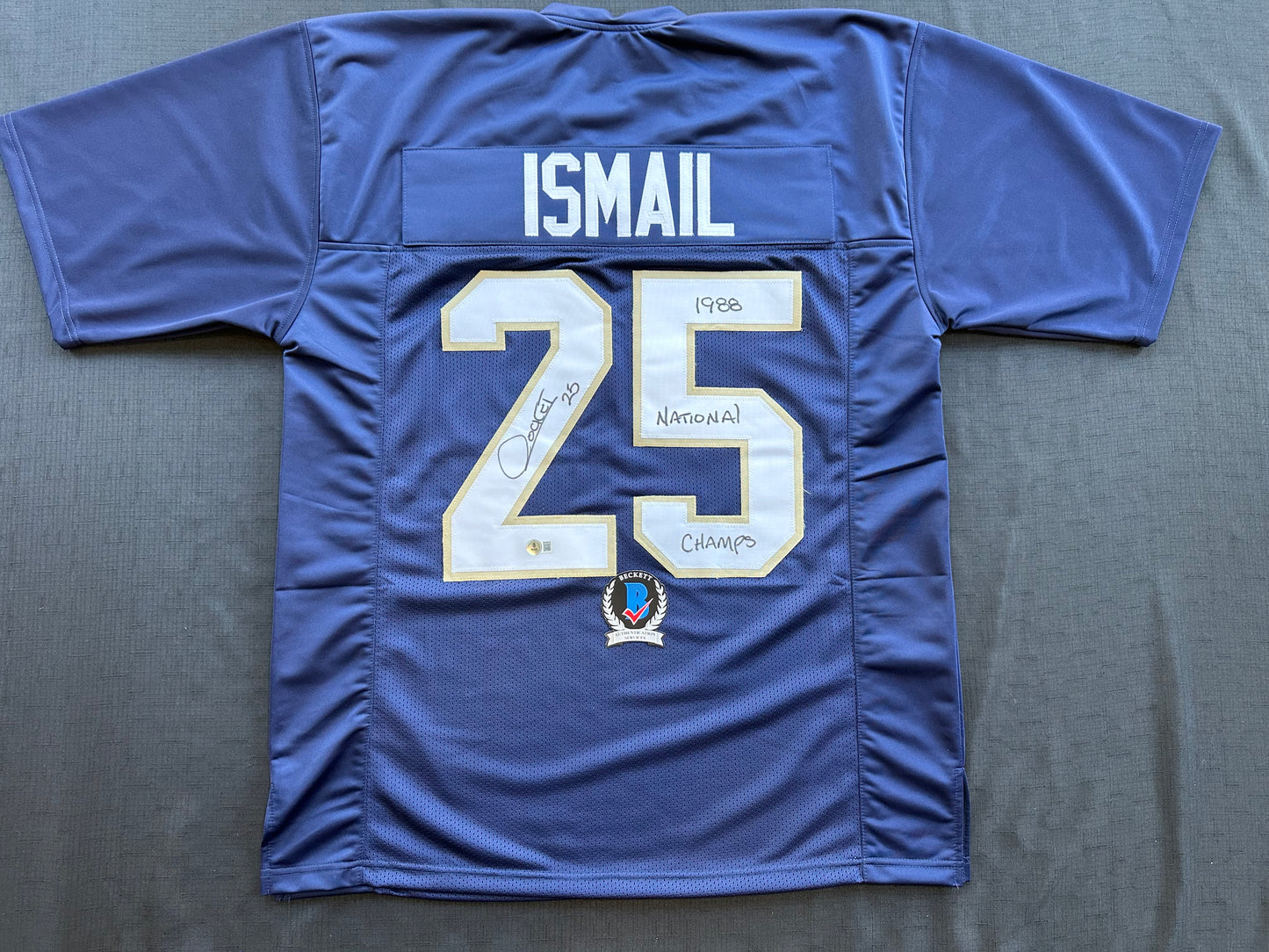 RAGHIB ROCKET ISMAIL NOTRE DAME SIGNED JERSEY w/1988 National Champs BAS