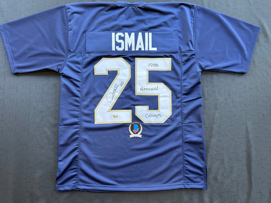 RAGHIB ROCKET ISMAIL NOTRE DAME SIGNED JERSEY w/1988 National Champs BAS