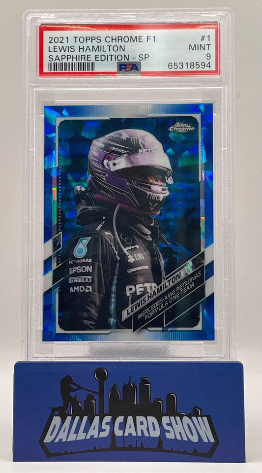 2021 Topps Chrome Formula 1 Sapphire Lewis Hamiltion SP PSA 9