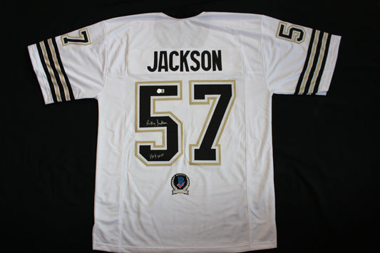 RICKEY JACKSON NEW ORLEANS SAINTS SIGNED HOME JERSEY w/HOF2010 Pitt BAS