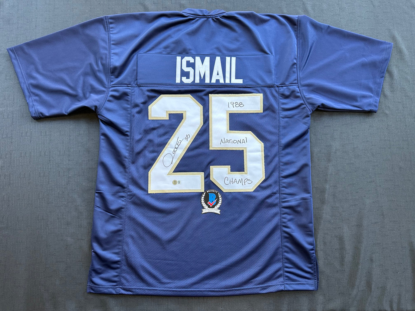 RAGHIB ROCKET ISMAIL NOTRE DAME SIGNED JERSEY w/1988 National Champs BAS