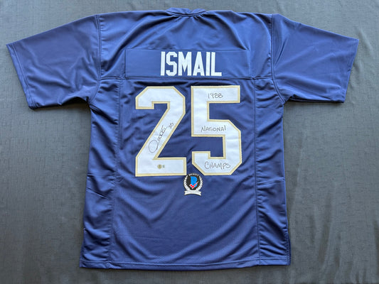 RAGHIB ROCKET ISMAIL NOTRE DAME SIGNED JERSEY w/1988 National Champs BAS