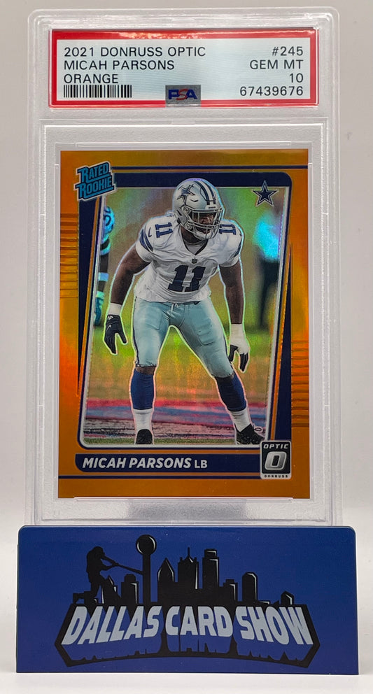 2021 Panini Optic #245 Micah Parson Orange Rated Rookie /199 PSA 10