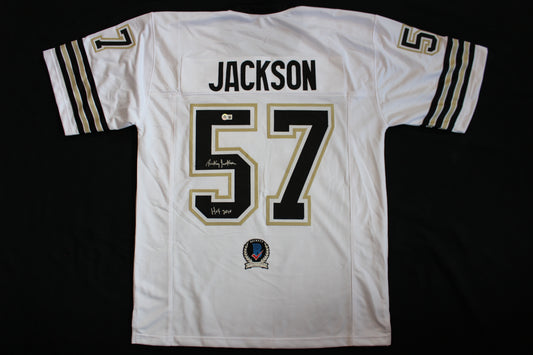 RICKEY JACKSON NEW ORLEANS SAINTS SIGNED HOME JERSEY w/HOF2010 Pitt BAS