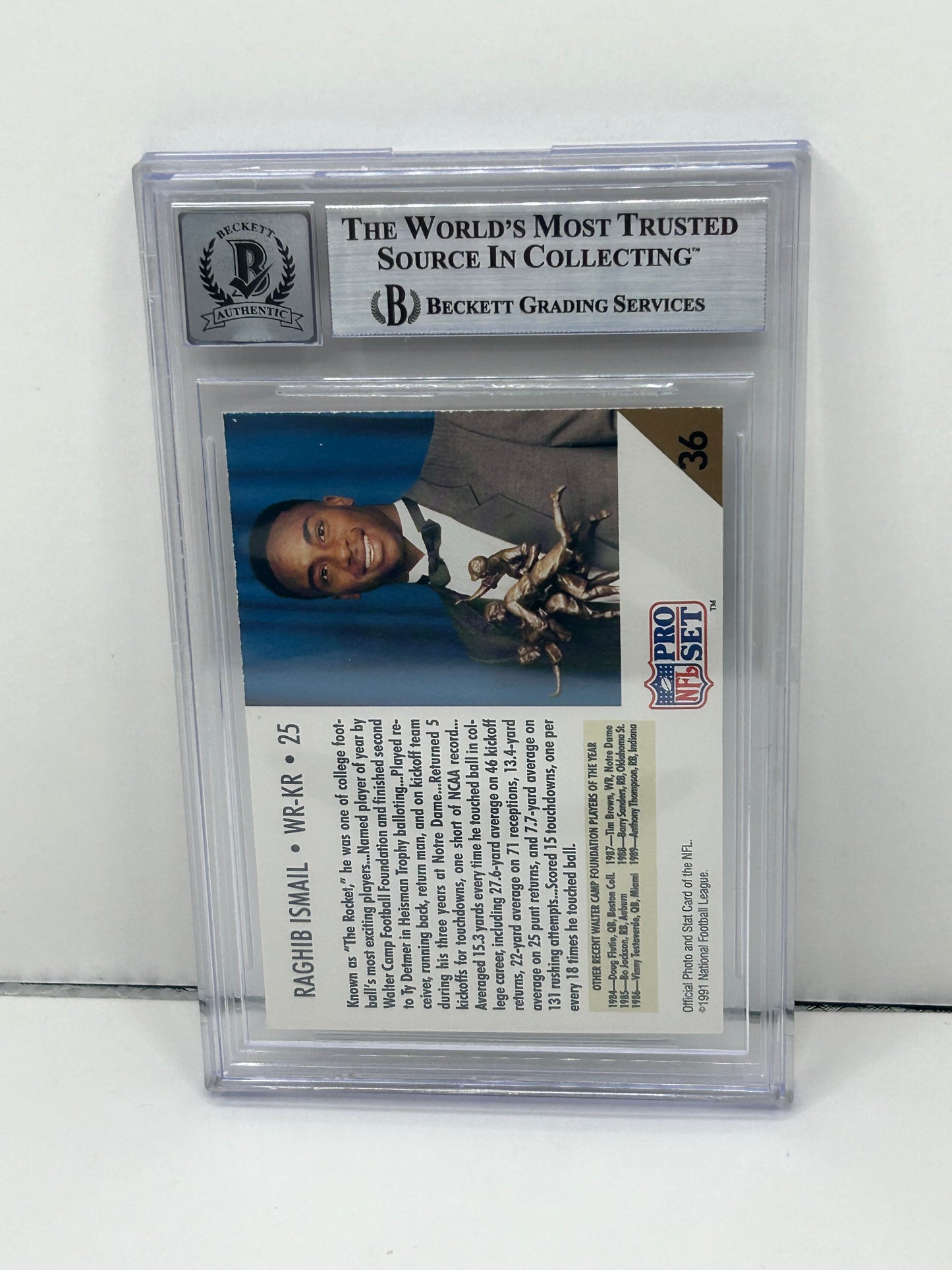 1991 Pro Set Raghib "Rocket" Ismail #36 Beckett Witnessed Beckett 10 Autograph (3291)