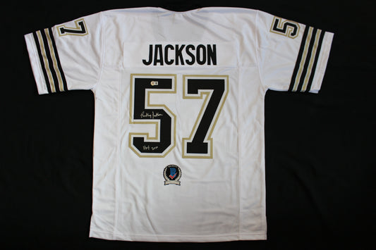 RICKEY JACKSON NEW ORLEANS SAINTS SIGNED HOME JERSEY w/HOF2010 Pitt BAS