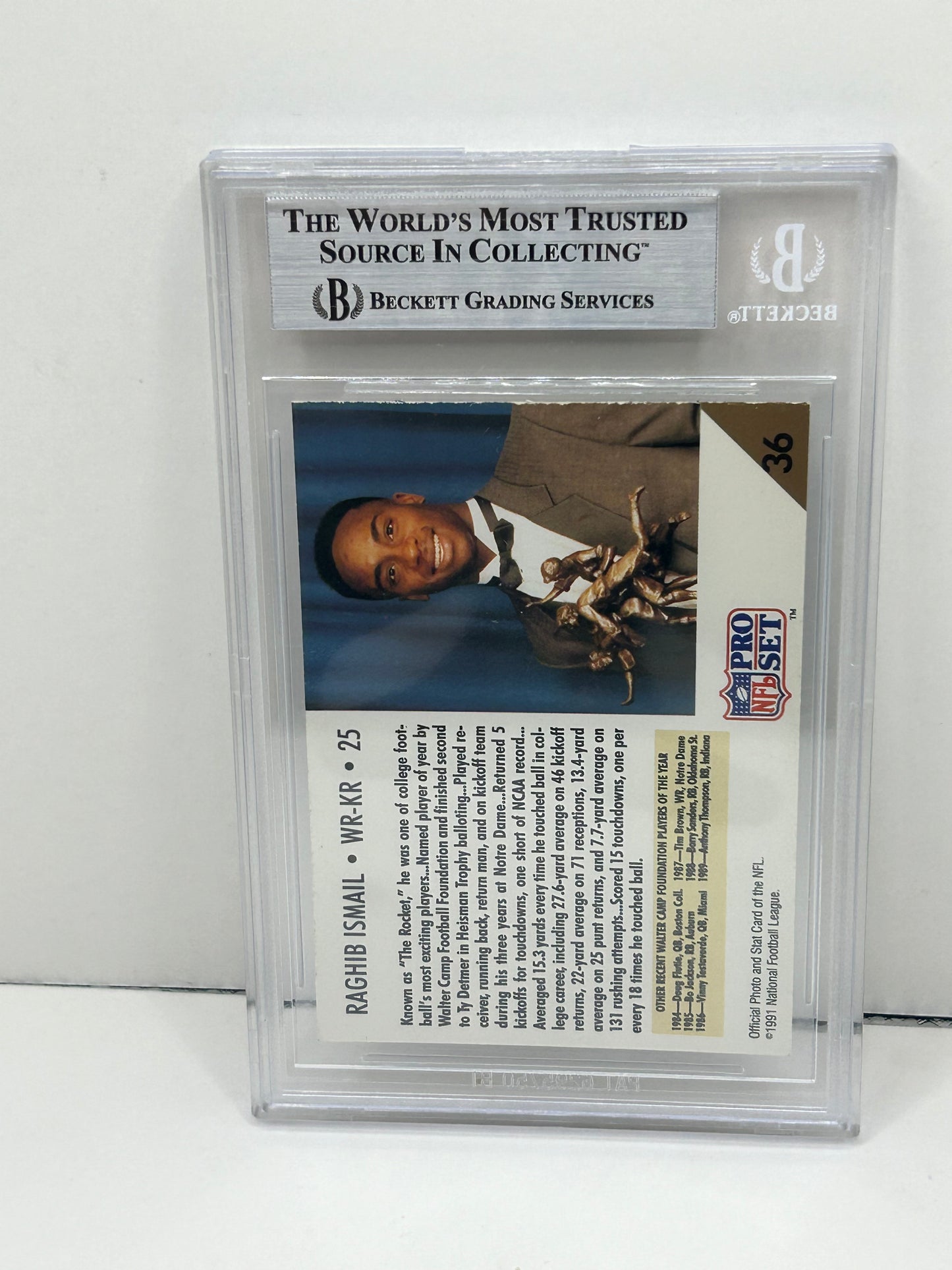 1991 Pro Set Raghib "Rocket" Ismail #36 Beckett Witnessed Beckett Authentic (5004)
