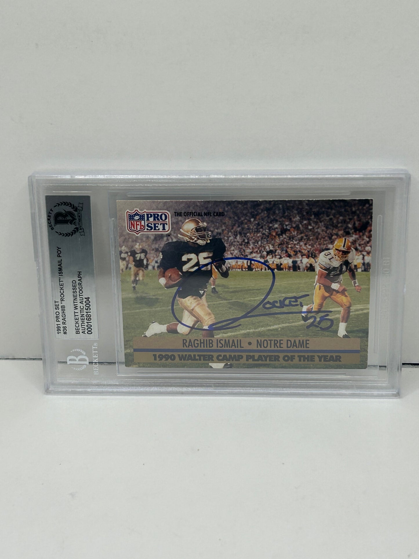 1991 Pro Set Raghib "Rocket" Ismail #36 Beckett Witnessed Beckett Authentic (5004)