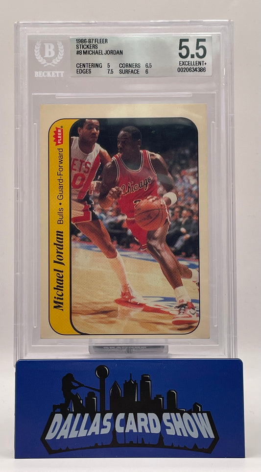 1986-87 Fleer Stickers #8 Michael Jordan BGS 5.5
