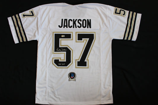 RICKEY JACKSON NEW ORLEANS SAINTS SIGNED HOME JERSEY w/HOF2010 Pitt BAS