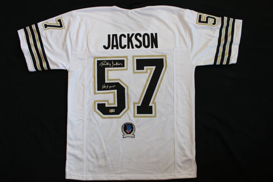 RICKEY JACKSON NEW ORLEANS SAINTS SIGNED HOME JERSEY w/HOF2010 Pitt BAS
