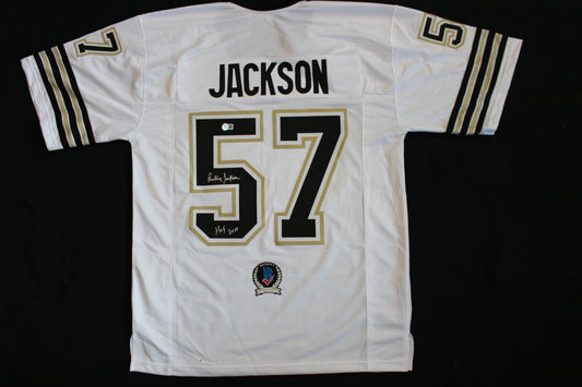 RICKEY JACKSON NEW ORLEANS SAINTS SIGNED HOME JERSEY L w/HOF2010 Pitt BAS