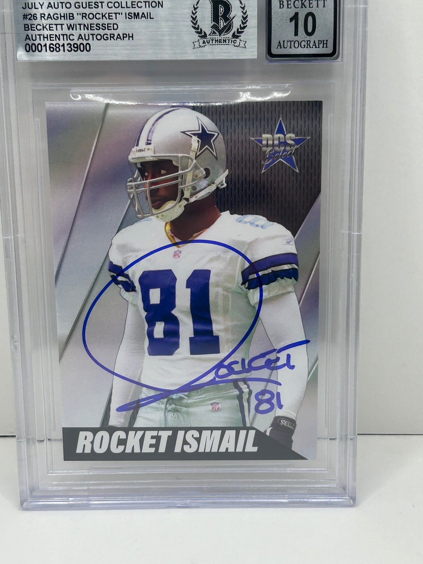2023 Dallas Card Show Raghib "Rocket" Ismail #26 July Auto Guest Collection Beckett 10 Auto(3900)