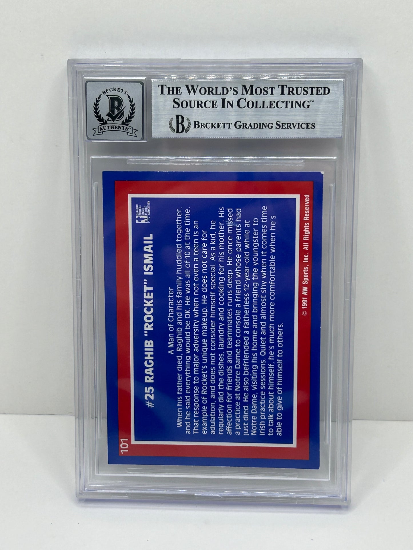 1991 All World CFL Raghib "Rocket" Ismail #101 Beckett Witnessed Beckett 10 Autograph