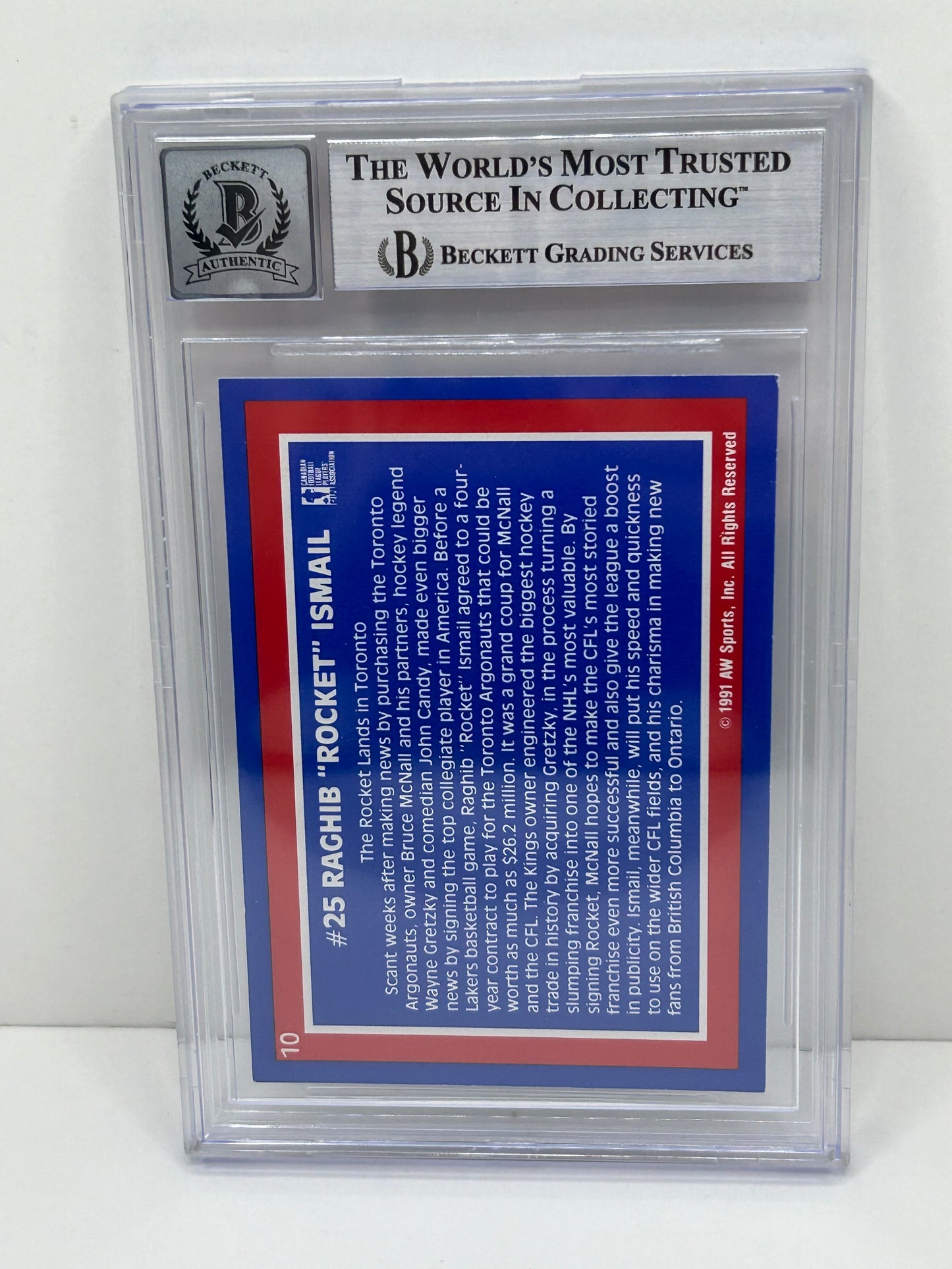 1991 All World CFL Raghib "Rocket" Ismail #10 Beckett Witnessed Beckett 10 Autograph
