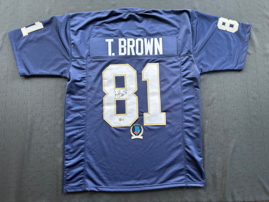 TIM BROWN NOTRE DAME FIGHTING IRISH SIGNED JERSEY XL Raiders Bucs BAS COA