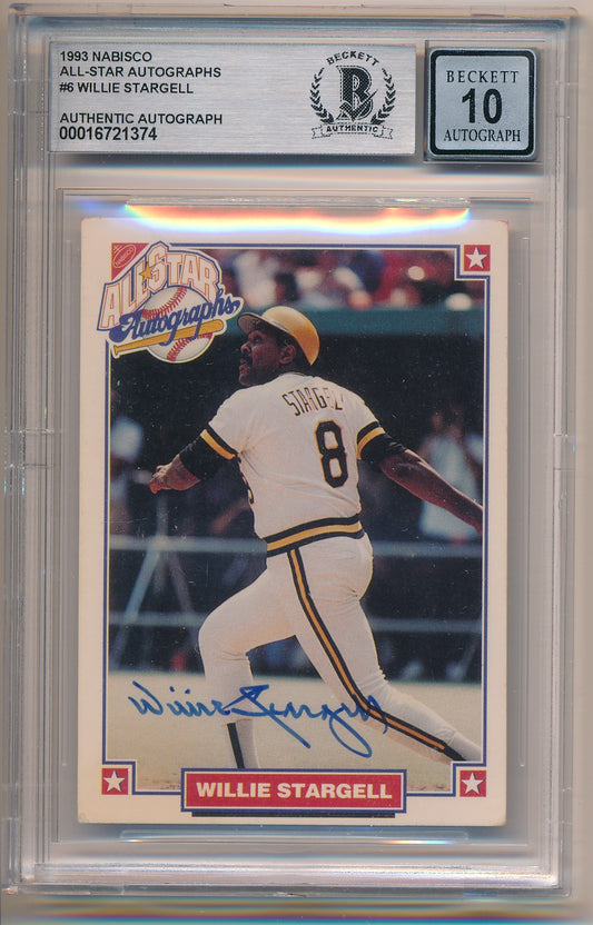 1993 NABISCO ALL-STAR AUTOGRAPHS #6 WILLIE STARGELL AUTHENTIC AUTO BAS 10