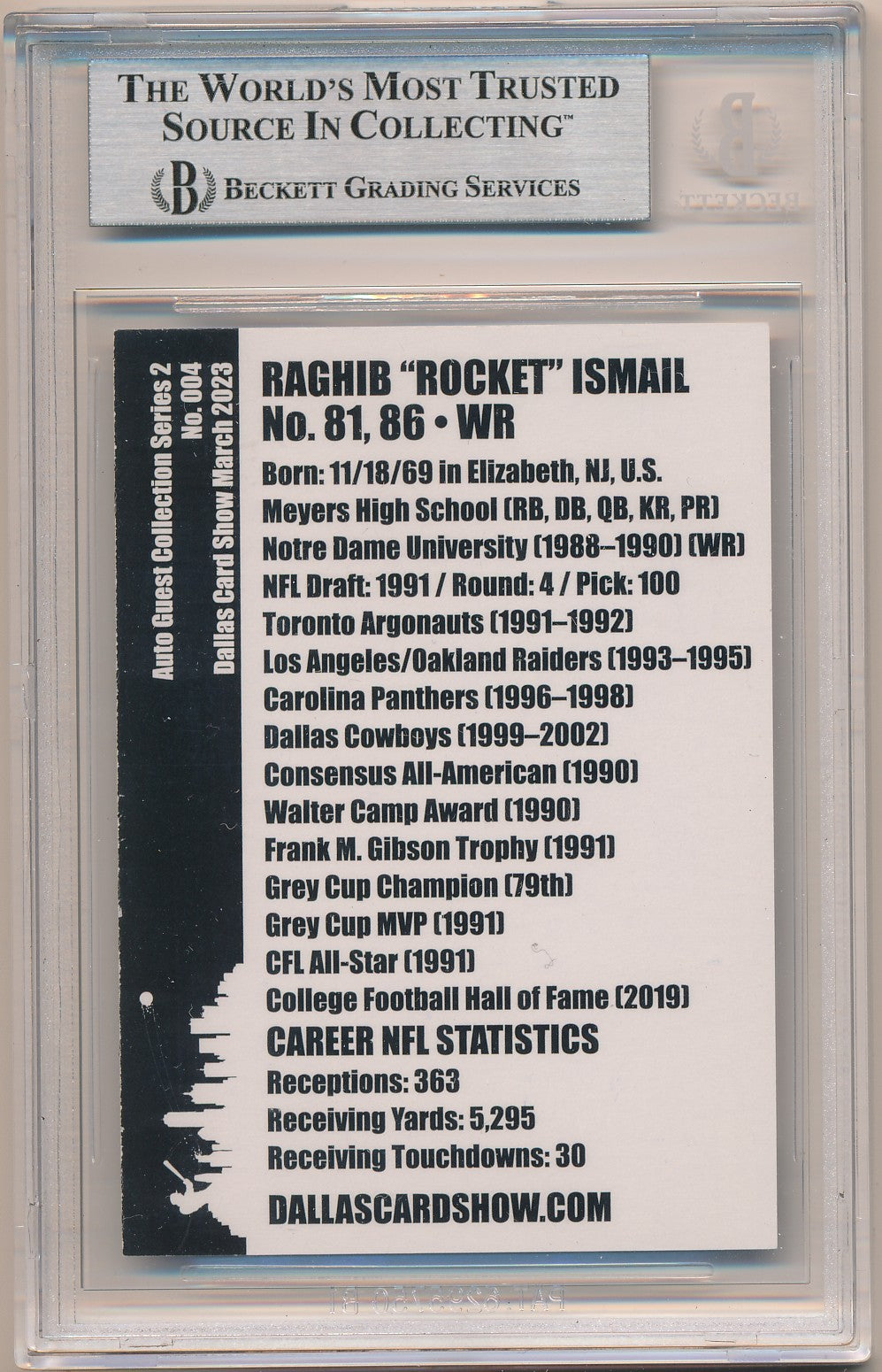 2023 DCS SELECT AUTO GUEST SELECTION SERIES 2 $004 RAGHIB "ROCKET" ISMAIL AUTHENTIC AUTO BAS