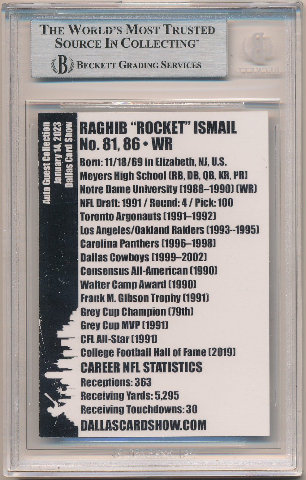 2023 DCS SELECT AUTO GUEST SELECTION SERIES 2 RAGHIB "ROCKET" ISMAIL AUTHENTIC AUTO BAS
