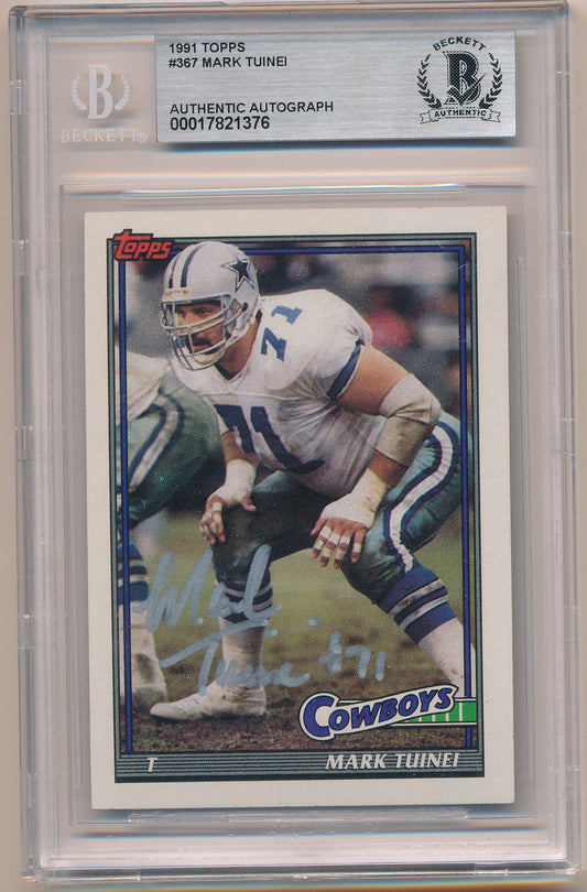 1991 TOPPS #367 MARK TUINEI AUTHENTIC AUTO BAS