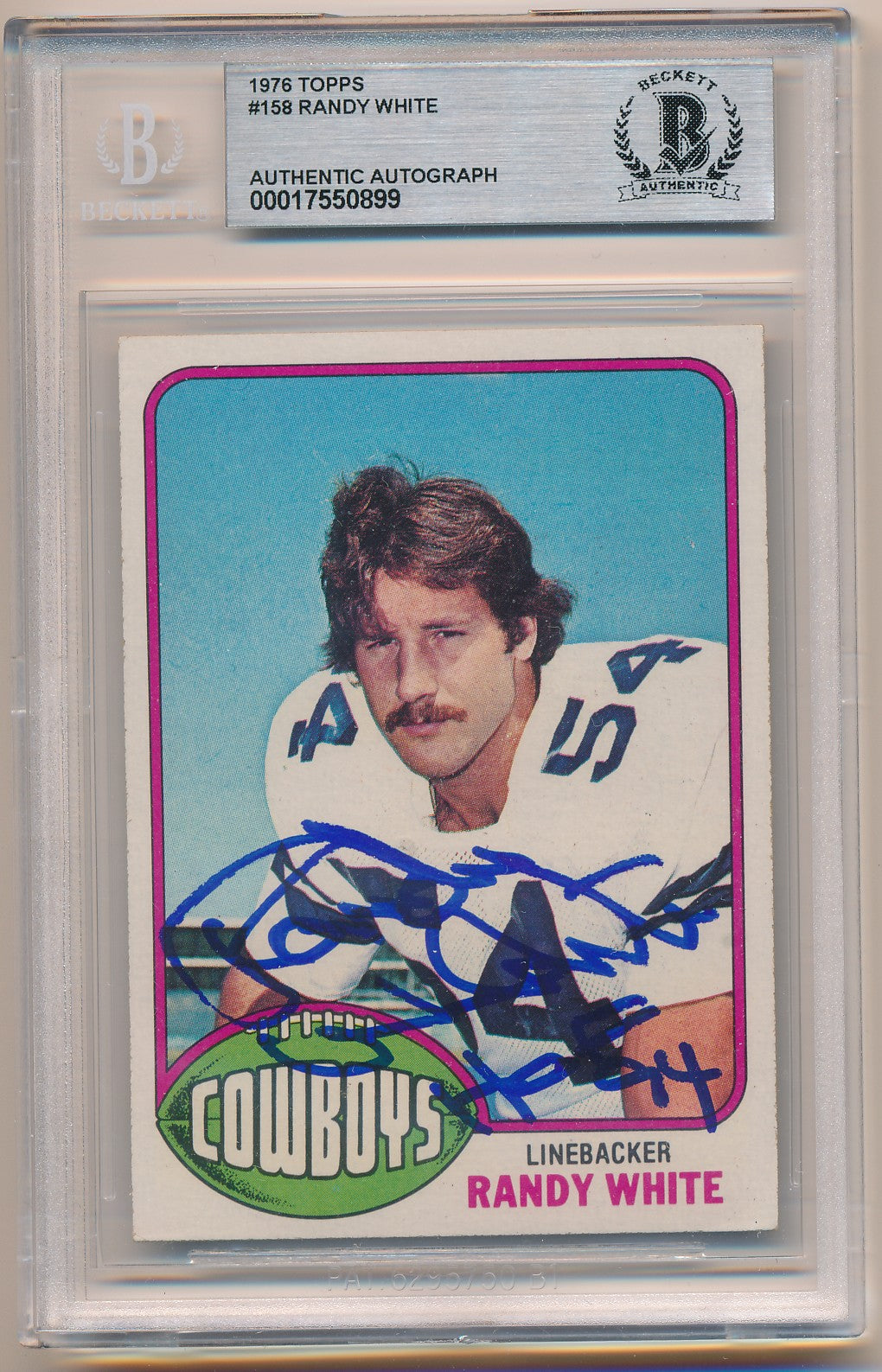 1976 TOPPS #158 RANDY WHITE AUTHENTIC AUTO BAS