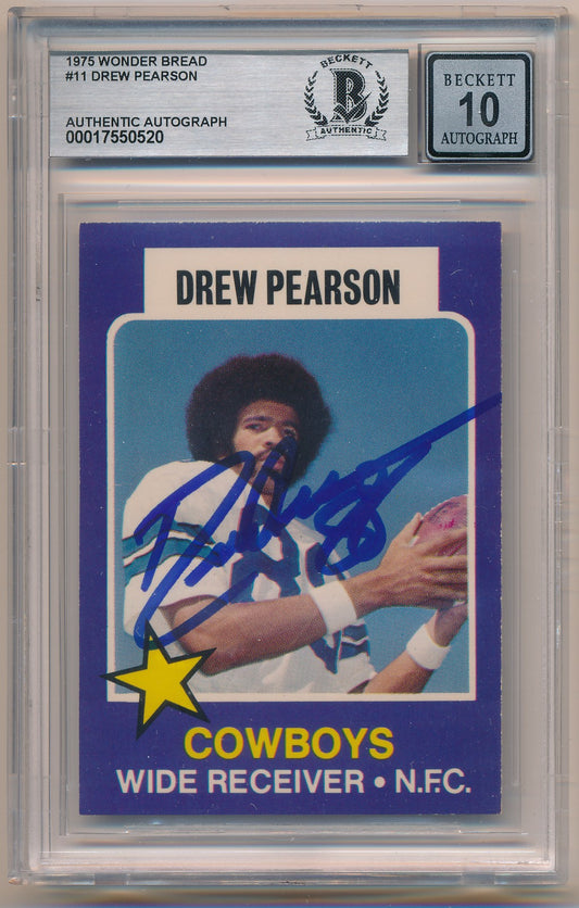 1975 WONDER BREAD #11 DREW PEARSON AUTHENTIC AUTO BAS 10