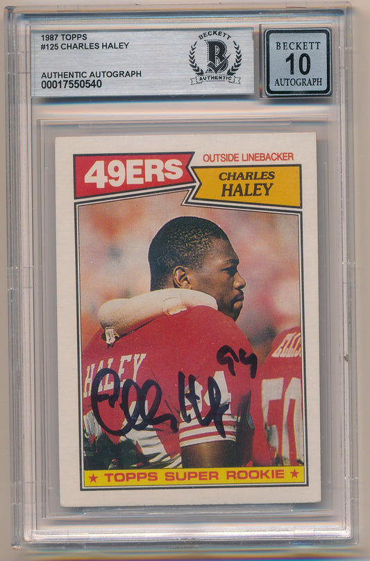 1987 TOPPS #125 CHARLES HALEY AUTHENTIC AUTO BAS 10