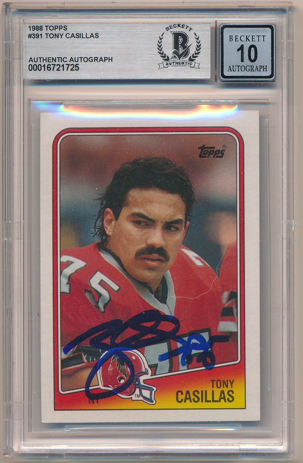 1988 TOPPS #391 TONY CASILLAS AUTHENTIC AUTO BAS 10