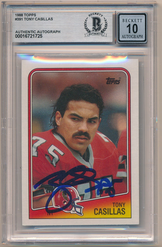 1988 TOPPS #391 TONY CASILLAS AUTHENTIC AUTO BAS 10